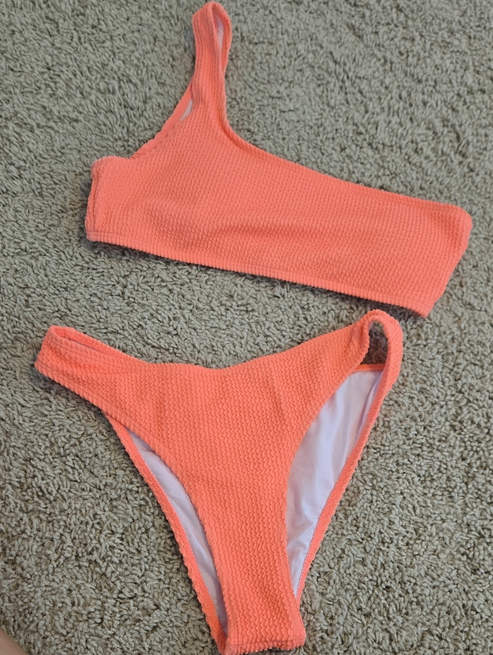 NWOT Hot Pink/ Coral One Shoulder Amazon Swimsuit